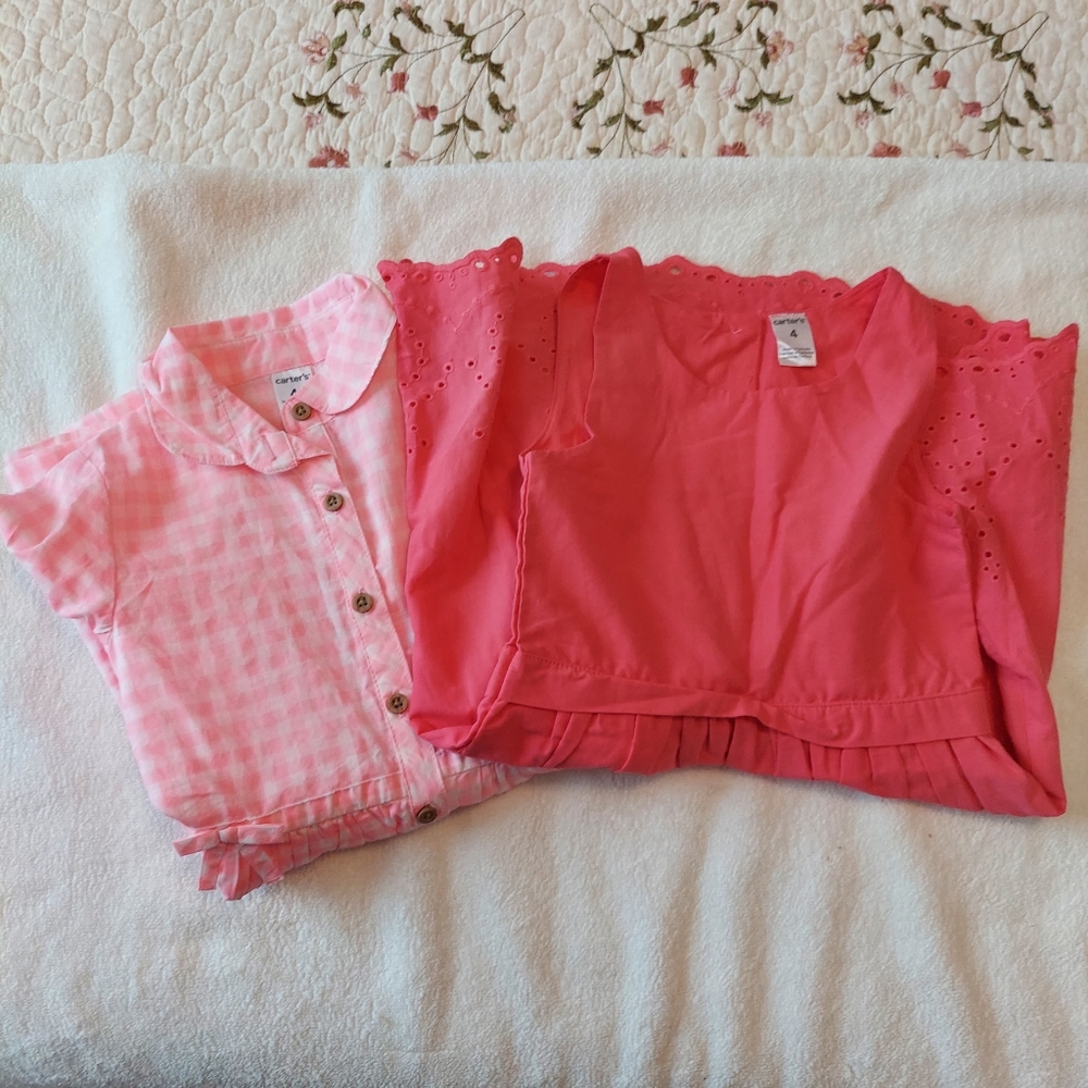 Girls Dresses both Carters One pink/white Size 4t One pink Size 4